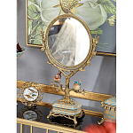 Зеркало с бронзовой подставкой в виде дерева и фарфоровыми птичками на голубом основании Eden Garden варинант исполнения - 4 | Loft Concept в Рязани