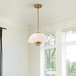 Подвесной светильник золотого цвета с полусферическим опаловым плафоном и декоративным элементом Elstead Lighting варинант исполнения - 7 | Loft Concept в Рязани