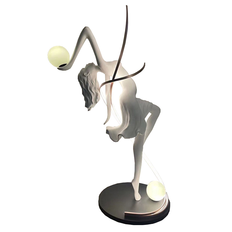 Торшер белая статуэтка Девушка Girl Carries Light Balls Белый Золотой в Рязани | Loft Concept 
