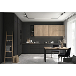 Черный матовый кухонный гарнитур с фасадом под дерево Renart Kitchen Set варинант исполнения - 3 | Loft Concept в Рязани