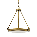 Люстра подвесная цвета латунь с плоским круглым матовым стеклянным плафоном на цепи Hinkley варинант исполнения - 1 | Loft Concept в Рязани