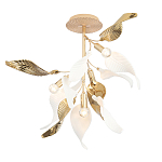 Люстра потолочная с белыми матовыми и золотыми глянцевыми листьями Wintery flovers варинант исполнения - 2 | Loft Concept в Рязани