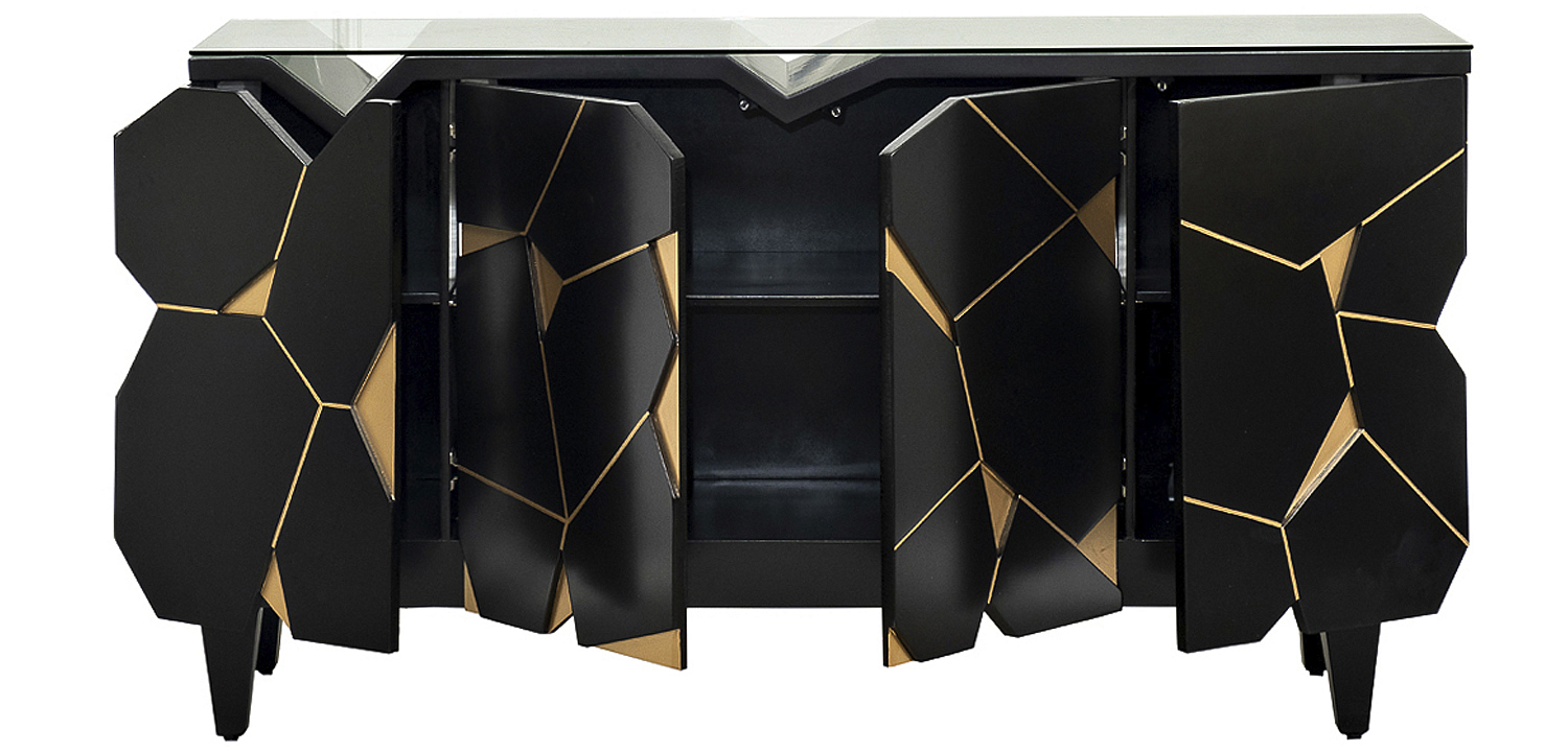 Комод геометрический декор Mosaik Chest of drawers Черный Комод геометрический декор Mosaik Chest of drawers Черный - Loft-Concept в Рязани
