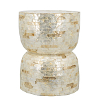 Приставной столик с мозаичным рисунком из раковин устриц Bone Inlay варинант исполнения - 2 | Loft Concept в Рязани