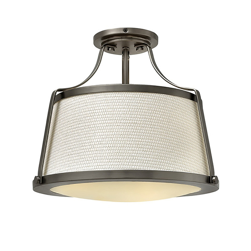 Потолочный светильник со светлым текстильным абажуром Hinkley Латунь Белый Никель в Рязани | Loft Concept 