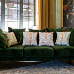 Декоративная подушка светло-зеленая с растительным орнаментом Raffael Floral Green Cushion варинант исполнения - 2 | Loft Concept в Рязани