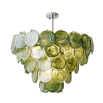 Люстра из зеленых стеклянных дисков с перламутровым эффектом Green Glowing Glaze варинант исполнения - 1 | Loft Concept в Рязани