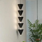 Подвесной светильник светодиодный в виде ряда черных металлических конусов  Herringbone варинант исполнения - 3 | Loft Concept в Рязани