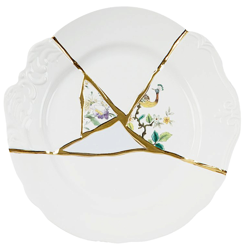 Тарелка Seletti Kintsugi  Белый Золотой в Рязани | Loft Concept 