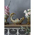 Чаша голубого цвета с оранментом и и бронзовыми фигурами леопардов Eden Garden варинант исполнения - 5 | Loft Concept в Рязани