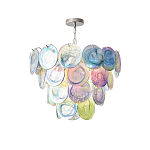 Люстра с каскадом из круглых разноцветных стеклянных дисков Mother of Pearl Iridescence варинант исполнения - 4 | Loft Concept в Рязани