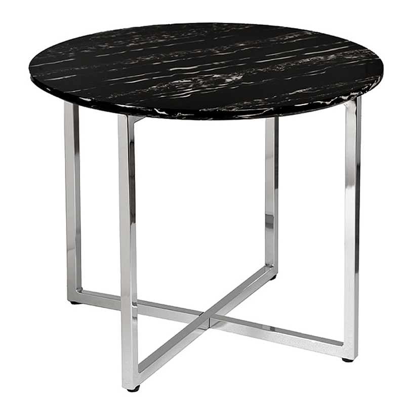 Столик журнальный круглый с черной столешницей Marsali Coffee Table Серебряный Черный Столик журнальный круглый с черной столешницей Marsali Coffee Table Серебряный Черный в Рязани | Loft Concept