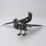 Статуэтка бронзовая пара Фазаны синие Bronze Birds варинант исполнения - 1 | Loft Concept в Рязани