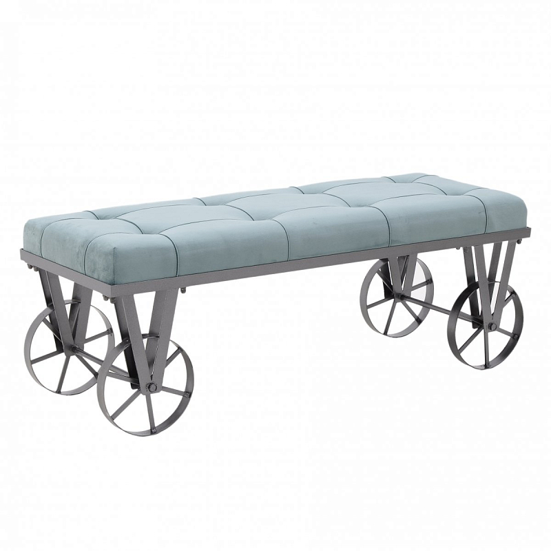 Банкетка Bench Seat Loft blue Черный Светло-голубой Банкетка Bench Seat Loft blue Черный Светло-голубой в Рязани | Loft Concept