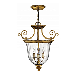 Люстра подвесная цвета латунь с прозрачным стеклянным плафоном и тремя лампами в классическом стиле на цепи Hinkley варинант исполнения - 2 | Loft Concept в Рязани