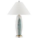 Настольная лампа овальная с тропическим принтом Stylized Aalm Leaves Motif варинант исполнения - 4 | Loft Concept в Рязани