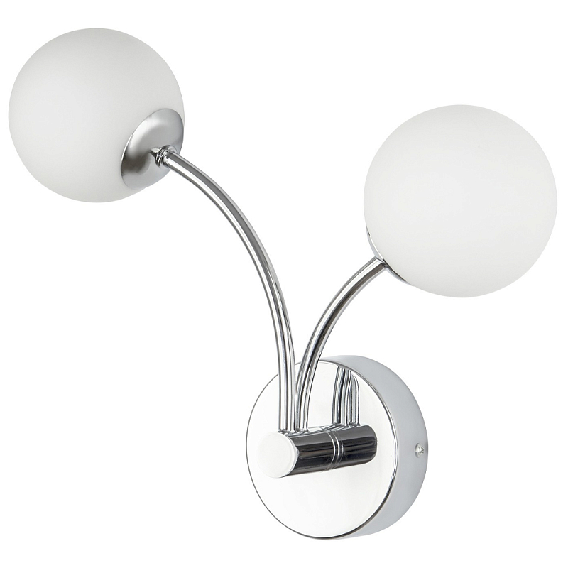 Бра с 2-мя круглыми плафонами из матового стекла Pearl Suspension Light Chrome Wall Lamp Хром Белое матовое стекло Бра с 2-мя круглыми плафонами из матового стекла Pearl Suspension Light Chrome Wall Lamp Хром Белое матовое стекло в Рязани | Loft Concept