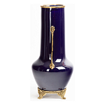 Ваза темно-синяя фарфоровая с бронзовыми ручками и ножками Eden Garden варинант исполнения - 3 | Loft Concept в Рязани