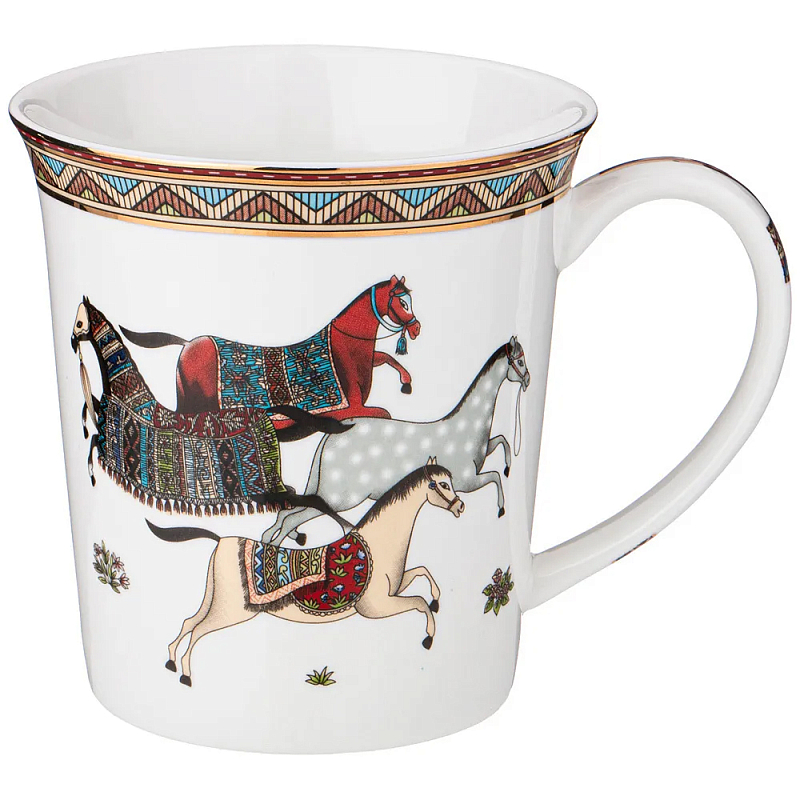 Кружка из фарфора с изображением лошадей 400 мл Porcelain Horse Set Белый Мульти Кружка из фарфора с изображением лошадей 400 мл Porcelain Horse Set Белый Мульти в Рязани | Loft Concept