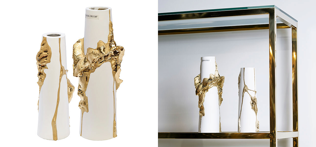 Ваза Rhea white with gold 30 Ваза Rhea white with gold 30 - Loft-Concept в Рязани