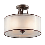 Потолочный светильник с двойным цилиндрическим плафоном из белого стекла и прозрачной органзы Kichler варинант исполнения - 1 | Loft Concept в Рязани