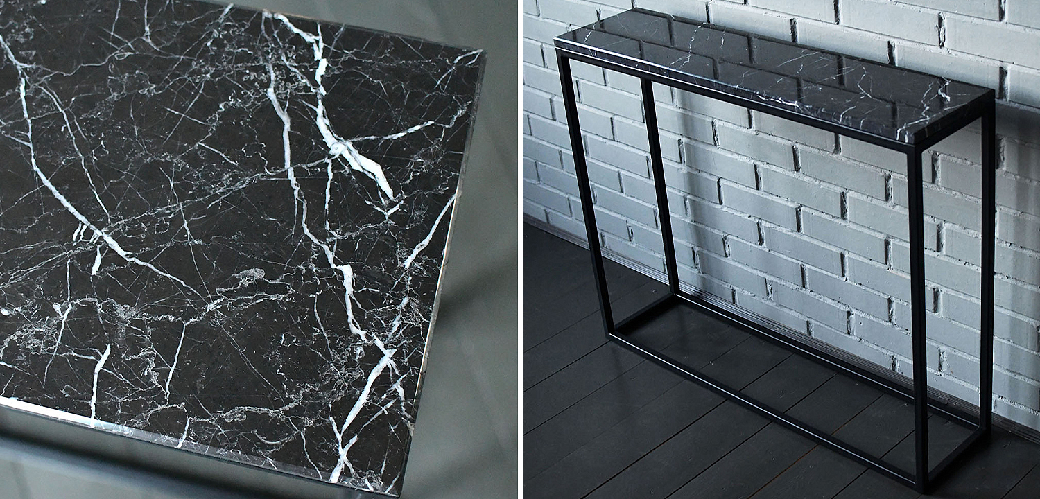 Консоль с чёрной мраморной столешницей Different Marble Black Консоль с чёрной мраморной столешницей Different Marble Black - Loft-Concept в Рязани