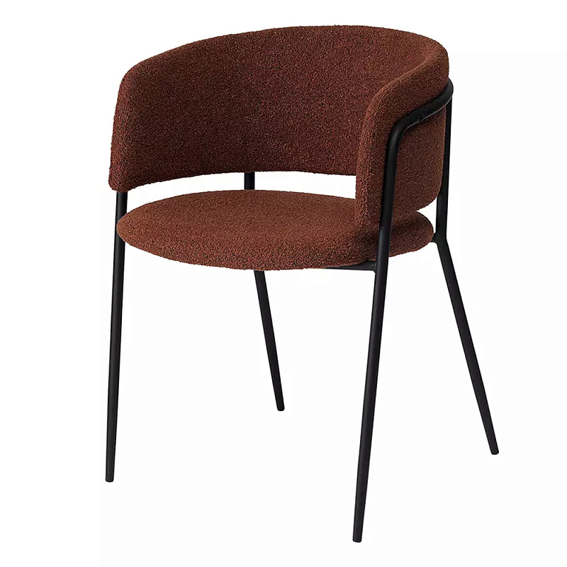 Стул полукруглый мягкий с буклированной обивкой Chair with Boucle Upholstery Черный Терракотовый Стул полукруглый мягкий с буклированной обивкой Chair with Boucle Upholstery Черный Терракотовый в Рязани | Loft Concept