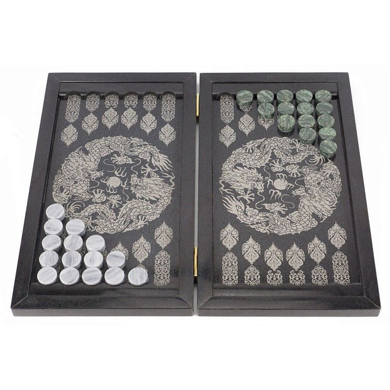 Подарочные нарды из натурального камня с гравировкой Backgammon from Stone Серый Подарочные нарды из натурального камня с гравировкой Backgammon from Stone Серый в Рязани | Loft Concept