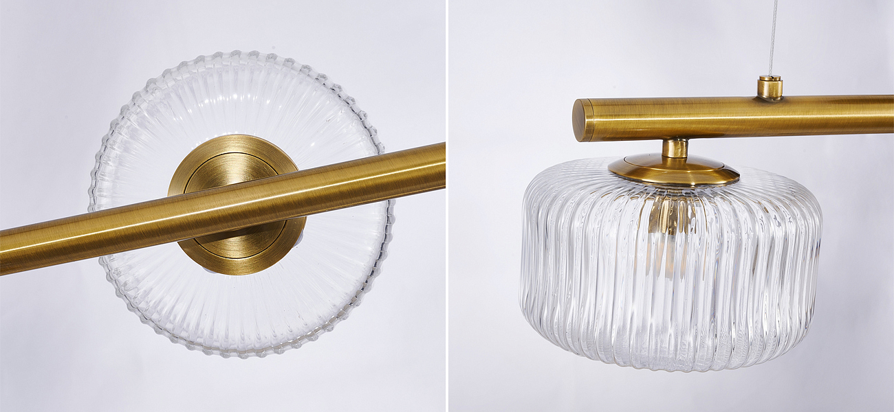 Люстра Blown Glass с прозрачными рельефными плафонами Люстра Blown Glass с прозрачными рельефными плафонами - Loft-Concept в Рязани