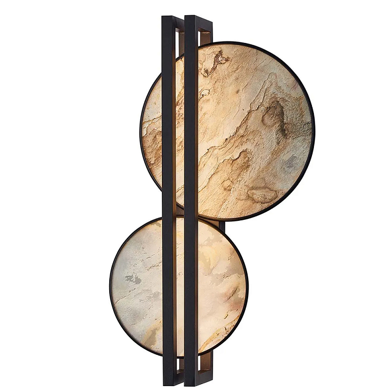 Бра из двух каменных дисков в металлической раме Constellation  в Рязани | Loft Concept 