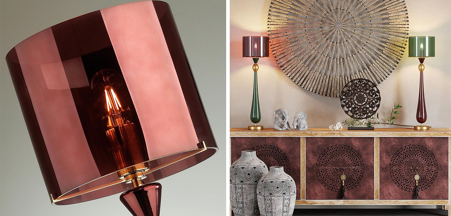 Настольная лампа Roser Burgundy Green Table Lamp Настольная лампа Roser Burgundy Green Table Lamp - Loft-Concept в Рязани