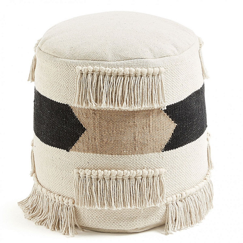 Пуф Boho Style Черный Молочный Бежевый Пуф Boho Style Черный Молочный Бежевый в Рязани | Loft Concept