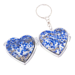 Зеркало брелок складное двухстороннее в форме сердца из натурального камня Лазурит Stone Mirrors варинант исполнения - 2 | Loft Concept в Рязани