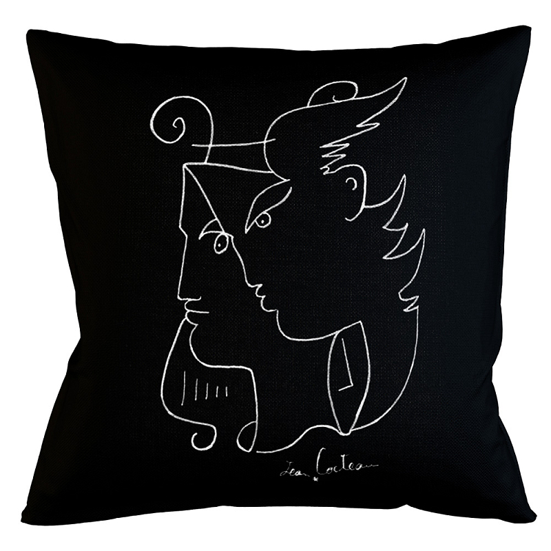 Декоративная подушка White Silhouette Orpheus Pillow Бежевый Черный Декоративная подушка White Silhouette Orpheus Pillow Бежевый Черный в Рязани | Loft Concept