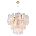 Люстра круглая многоярусная с прозрачными подвесками из стекла Hexagon Tube Light варинант исполнения - 3 | Loft Concept в Рязани