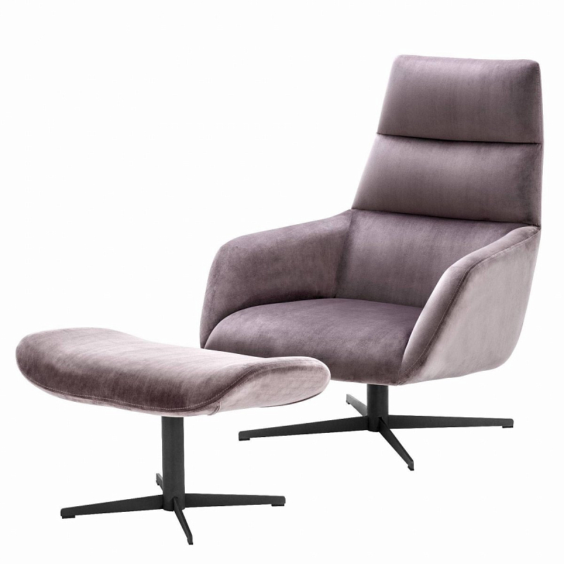 Кресло Eichholtz Swivel Chair & Ottoman Nautilus Черный Сиреневый Кресло Eichholtz Swivel Chair & Ottoman Nautilus Черный Сиреневый в Рязани | Loft Concept