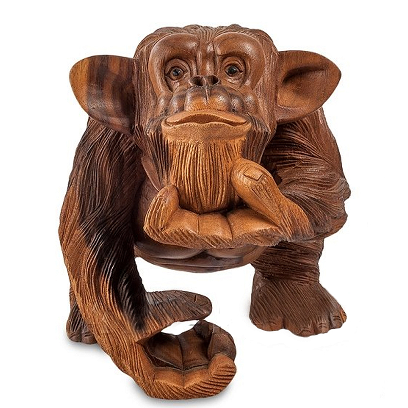 Статуэтка деревянная в виде обезьяны Wooden Monkey Коричневый Статуэтка деревянная в виде обезьяны Wooden Monkey Коричневый в Рязани | Loft Concept
