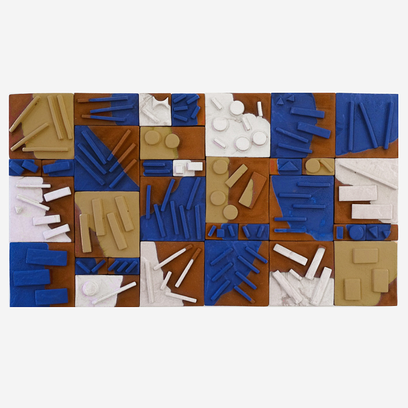 Абстрактное Объемное Панно Megapolis in Bright Colors Синий Терракотовый Оливковый в Рязани | Loft Concept 