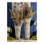 Ваза высокая из фарфора на бронзовом основании Turquoise Blooming Garden варинант исполнения - 9 | Loft Concept в Рязани