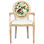 Стул с подлокотниками золотистый из бука с изображением птиц и цветов Blooming Red Birds варинант исполнения - 1 | Loft Concept в Рязани