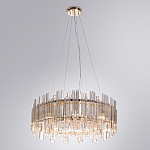 Люстра подвесная круглая с прозрачными хрустальными трубками и золотистым каркасом Диаметр 60 см Hexagon Tube Light варинант исполнения - 2 | Loft Concept в Рязани