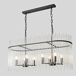 Люстра подвесная овальная со стеклянными прозрачными трубками и металлическим каркасом черного цвета Nembus варинант исполнения - 3 | Loft Concept в Рязани