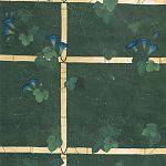 Обои ручная роспись Morning Glory Original colourway on Edo Green painted Xuan paper варинант исполнения - 1 | Loft Concept в Рязани