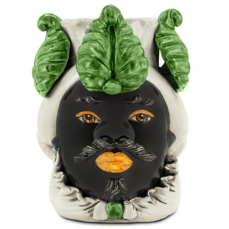 Ваза Vase Moro Man Small New Черный Зеленый Бежевый Ваза Vase Moro Man Small New Черный Зеленый Бежевый в Рязани | Loft Concept