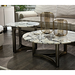 Столик журнальный с круглой мраморной столешницей Unique Stone Design варинант исполнения - 7 | Loft Concept в Рязани