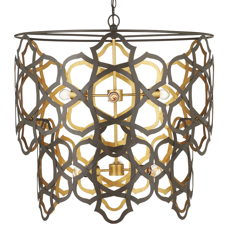 Люстра с узором из скульптурных металлических полос Patterned Lampshade Темная бронза Золотой Люстра с узором из скульптурных металлических полос Patterned Lampshade Темная бронза Золотой в Рязани | Loft Concept
