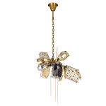 Люстра подвесная со стеклянными плафонами из дымчатого и золотистого с тремя вертикальными подвесками Gilded Mirage  варинант исполнения - 2 | Loft Concept в Рязани