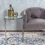 Приставной столик на серебристом основании с столешницей из стекла Noir варинант исполнения - 4 | Loft Concept в Рязани