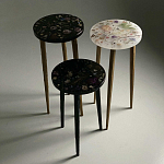 Круглый журнальный столик со столешницей из эпоксидной смолы Epoxy Resin Flowers Coffee Table варинант исполнения - 4 | Loft Concept в Рязани