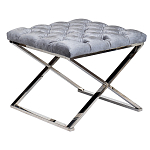 Пуф велюровый серый с каретной стяжкой Perennially варинант исполнения - 1 | Loft Concept в Рязани